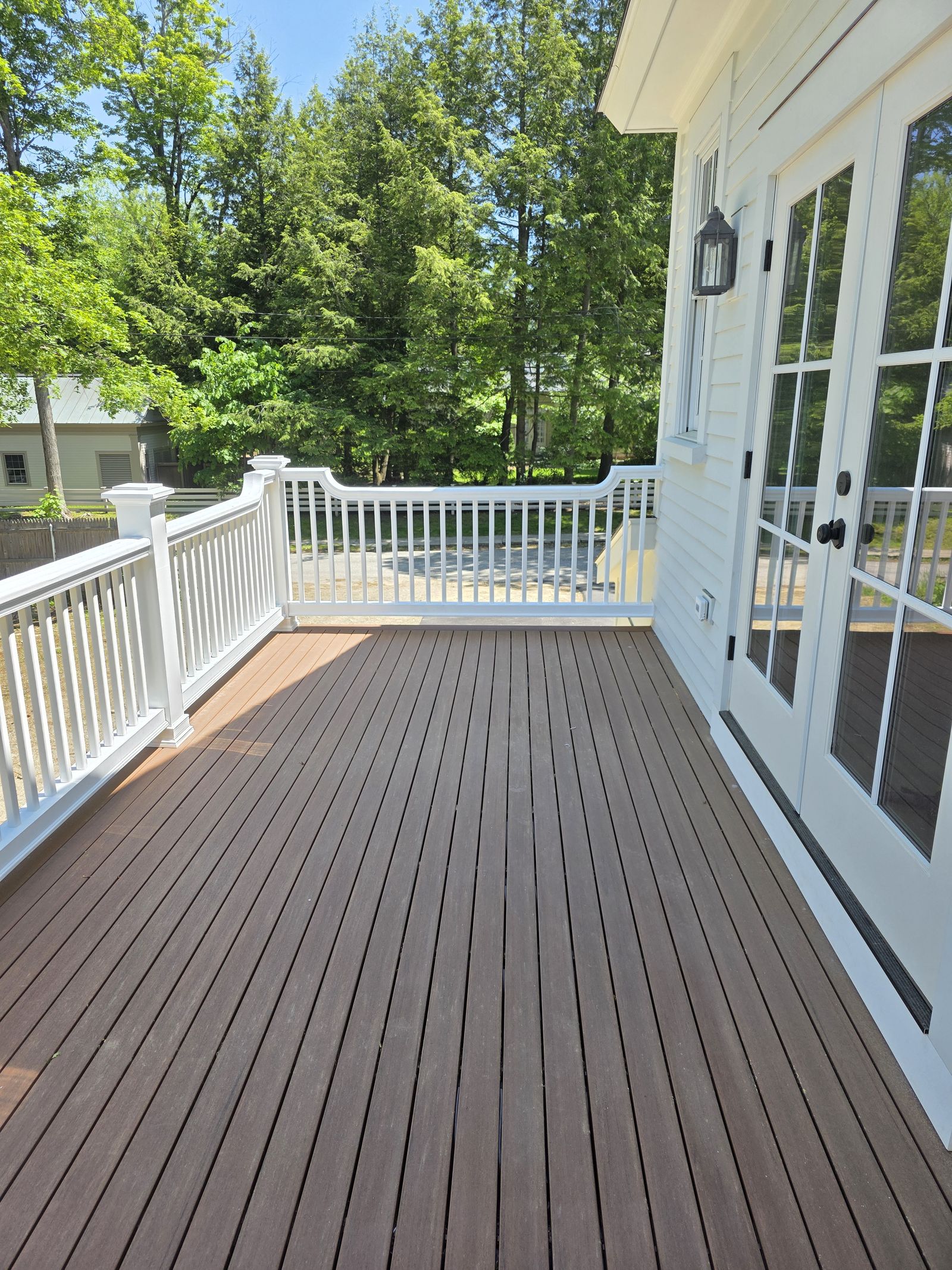 Composite deck with white railing
