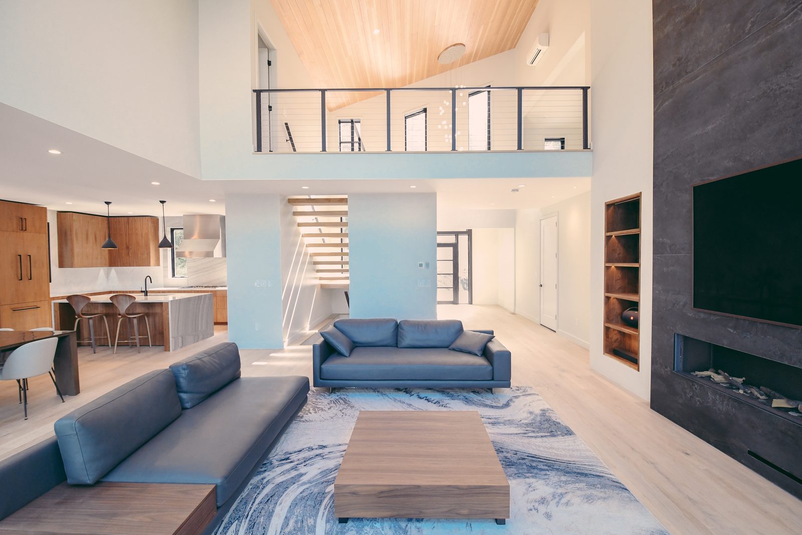 Living room with floating stair