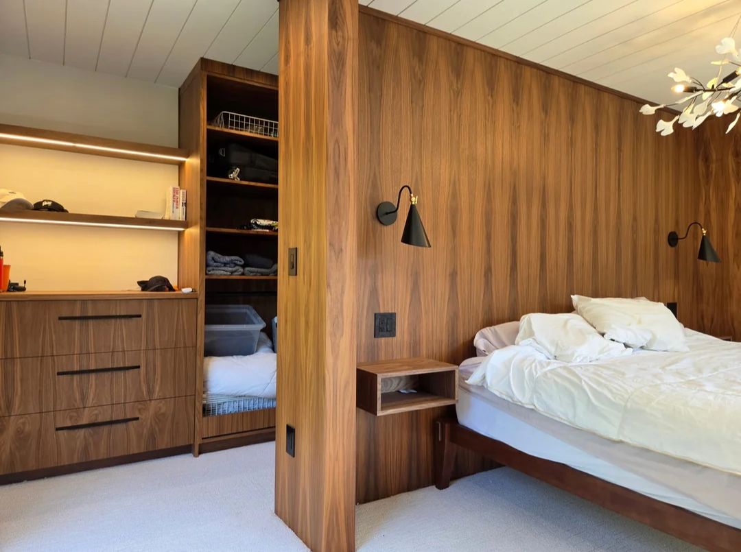 Walnut paneled primary suite