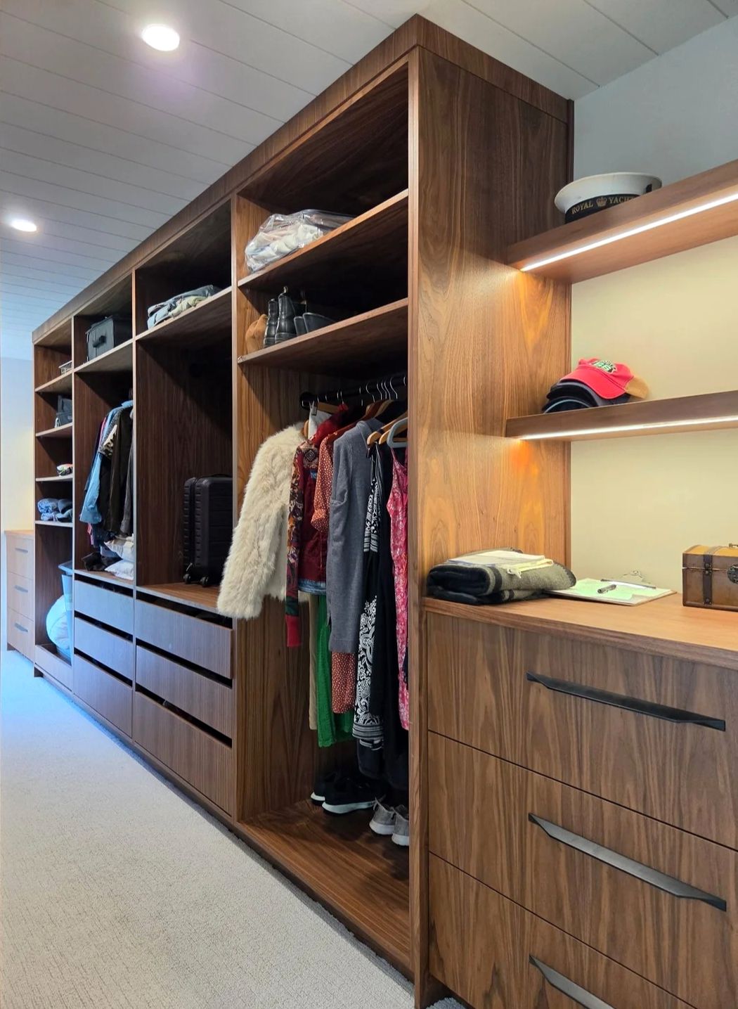 Walnut walk-in closet